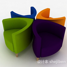 创意彩色单人沙发组合3d模型下载