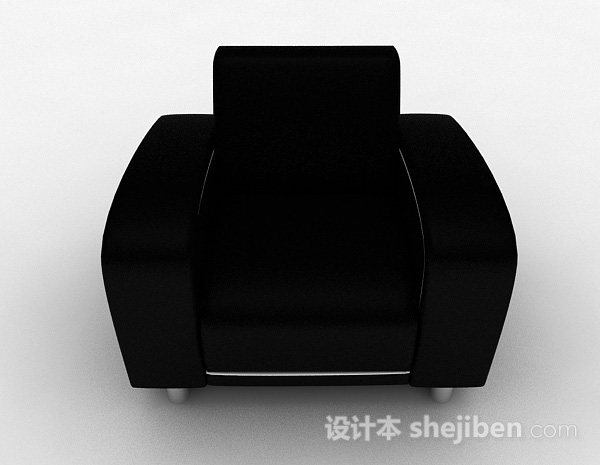 现代风格黑色家居单人沙发3d模型下载