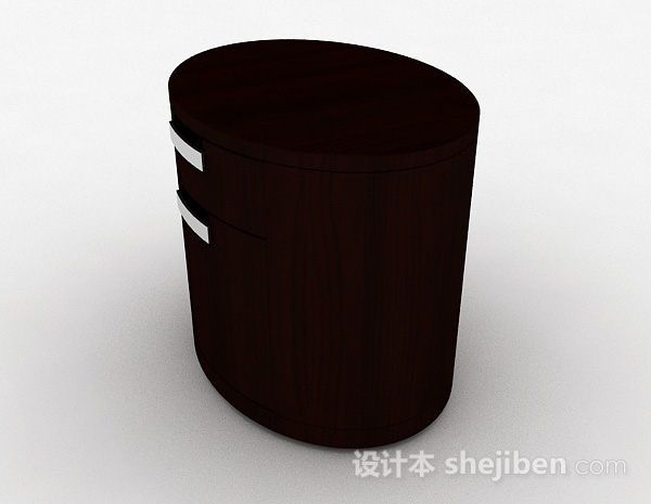 免费木质椭圆形床头柜3d模型下载