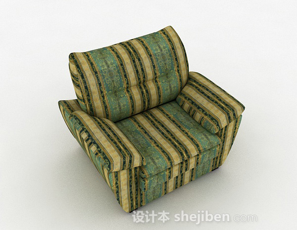 欧式花纹绿色单人沙发3d模型下载