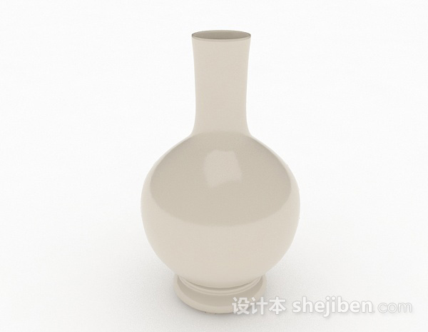 免费现代风格白色简洁大肚花瓶3d模型下载