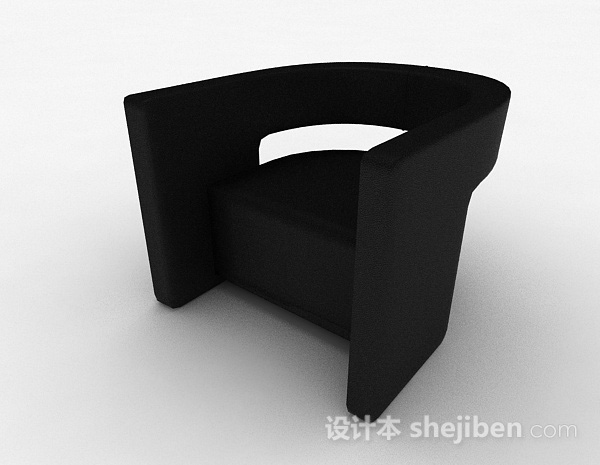 简约黑色单人沙发3d模型下载