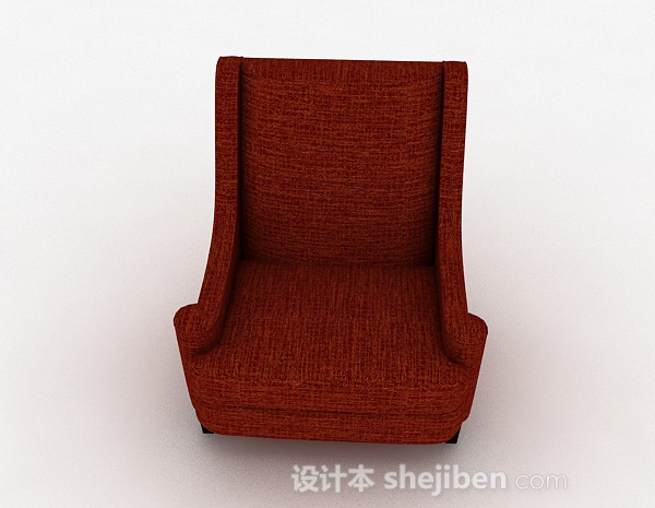 欧式风格简欧红色单人沙发3d模型下载