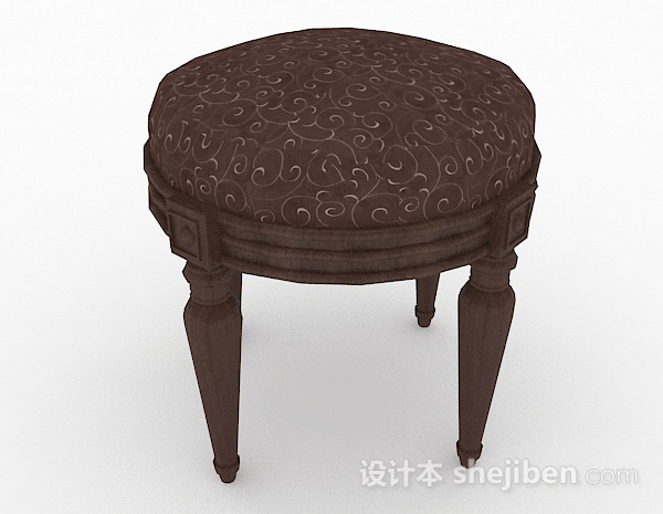 设计本欧式棕色木质凳子3d模型下载