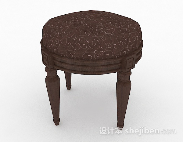 欧式风格欧式棕色木质凳子3d模型下载