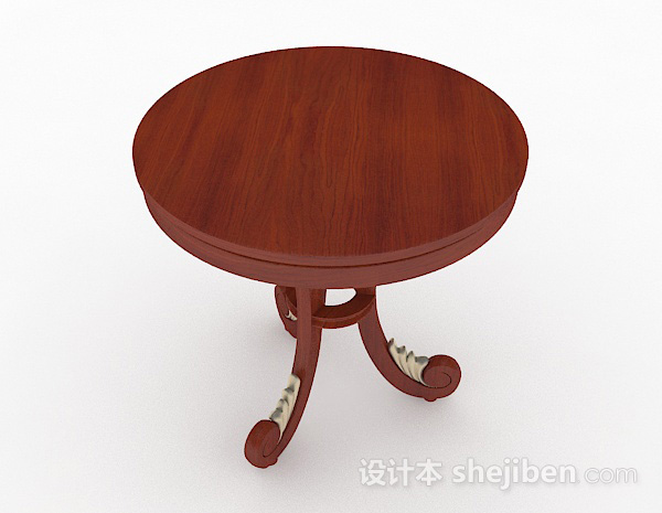 免费圆形木质餐桌3d模型下载
