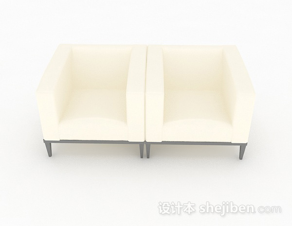 现代风格米黄色单人沙发组合3d模型下载
