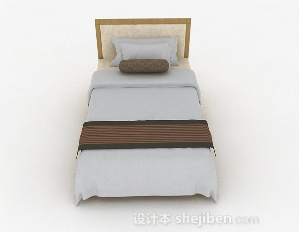 现代风格简约单人床3d模型下载