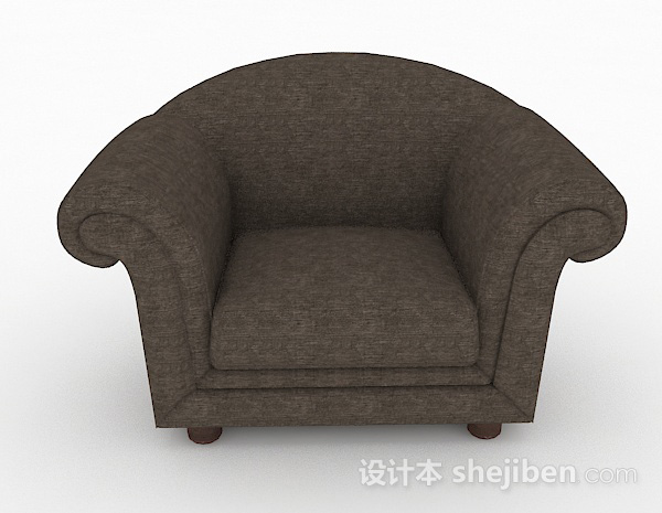 现代风格棕色家居单人沙发3d模型下载
