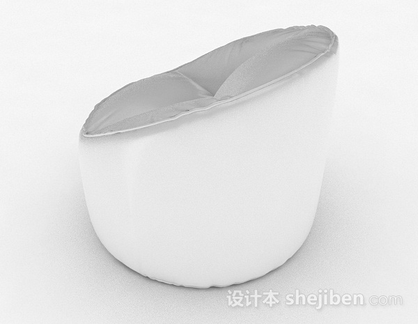 设计本圆形简约白色单人沙发3d模型下载