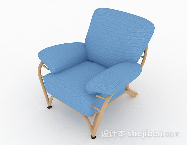 免费田园清新蓝色单人沙发3d模型下载