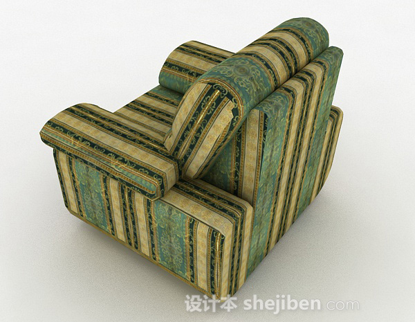 设计本欧式绿色复古单人沙发3d模型下载