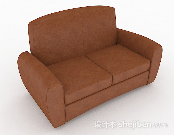 棕色简约家居双人沙发3d模型下载