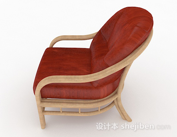 设计本田园红色休闲单人沙发3d模型下载