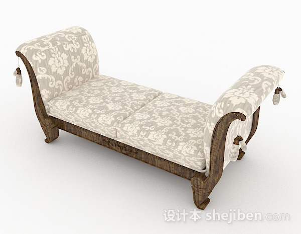 免费欧式风格白色花纹床脚凳3d模型下载