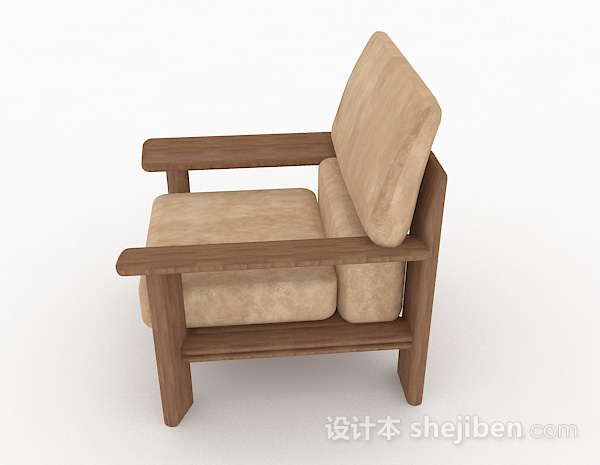 设计本田园棕色木质单人沙发3d模型下载