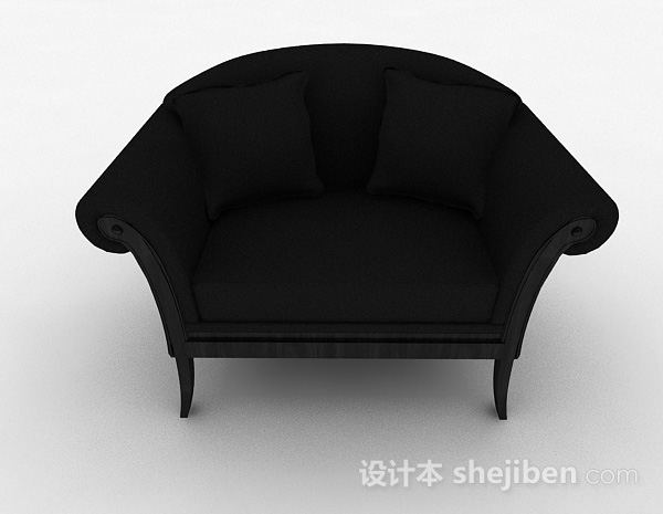 欧式风格简欧黑色单人沙发3d模型下载