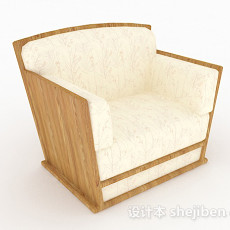 黄色木质单人沙发3d模型下载
