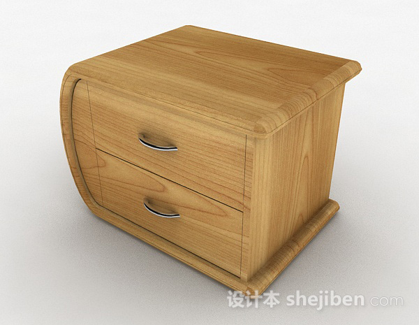 免费黄色木质家居床头柜3d模型下载