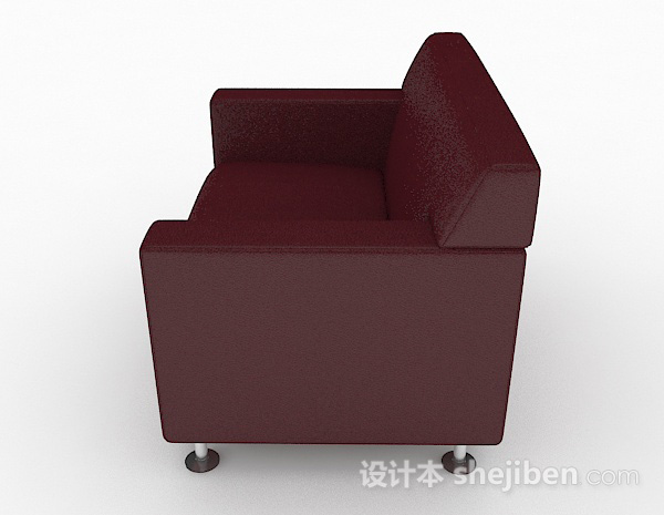 设计本暗红色呢简约单人沙发3d模型下载