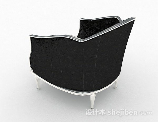 设计本简欧黑色单人沙发3d模型下载
