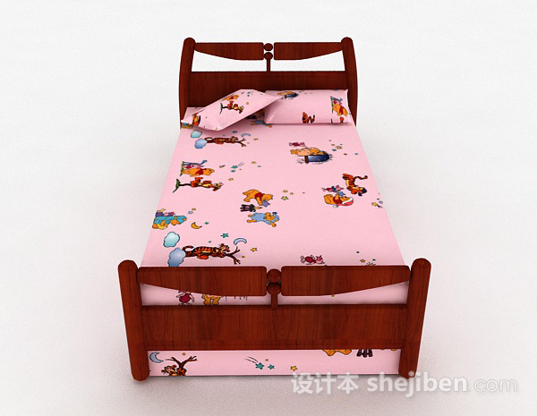 现代风格粉色儿童床3d模型下载