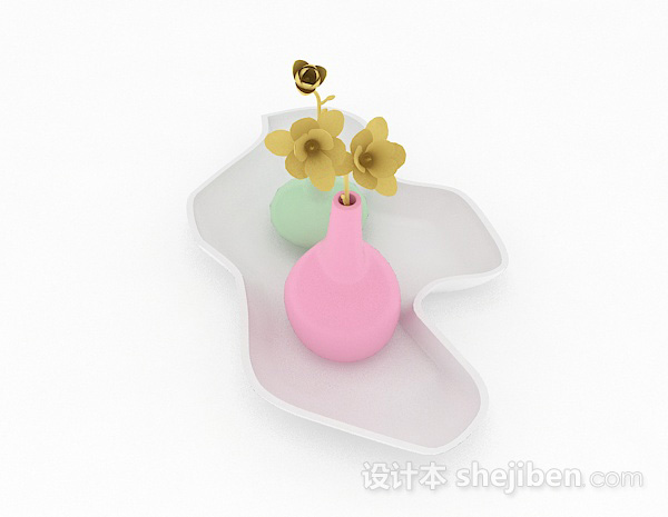 免费现代风格粉色系陶艺花瓶3d模型下载