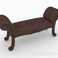 欧式棕色沙发长凳3d模型下载