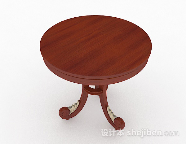 现代风格圆形木质餐桌3d模型下载