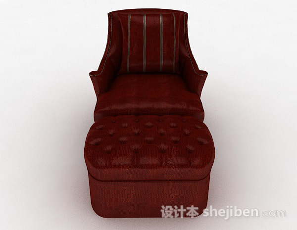 现代风格红色家居单人沙发3d模型下载