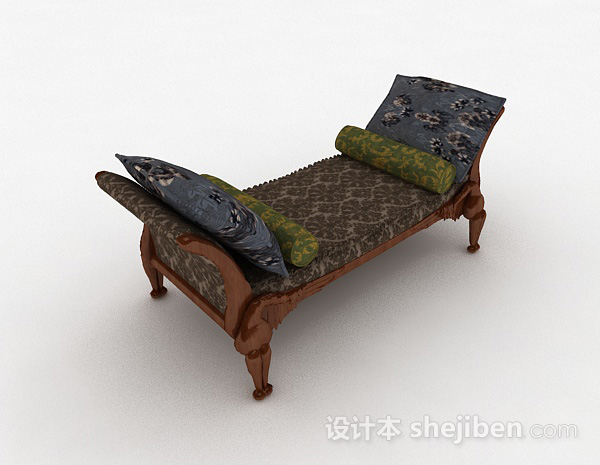 中式风格奢华脚凳沙发3d模型下载