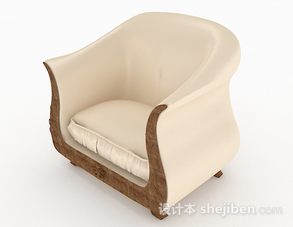 现代风格浅棕色家居单人沙发3d模型下载