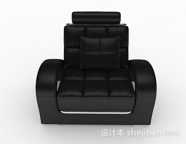 现代风格黑色休闲单人沙发3d模型下载