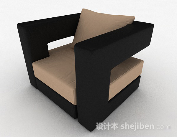 方形简约单人沙发3d模型下载