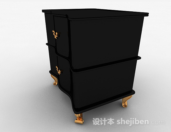 设计本欧式黑色床头柜3d模型下载