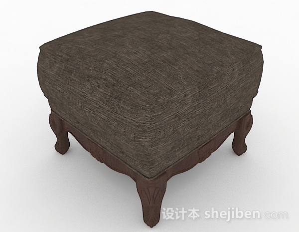 现代风格棕色方形沙发凳3d模型下载