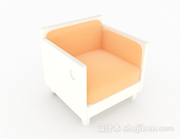 简约家居橙色单人沙发3d模型下载