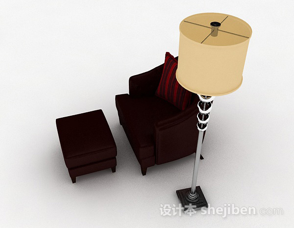 设计本深棕色家居单人沙发3d模型下载