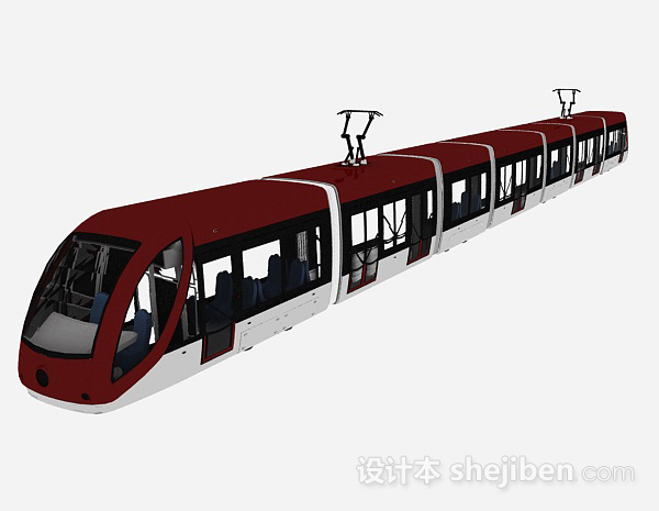 免费现代风格红色火车3d模型下载