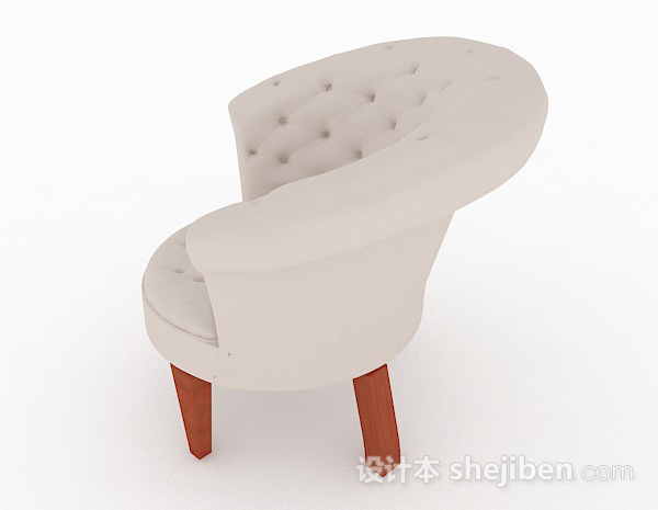 设计本欧式白色单人沙发3d模型下载