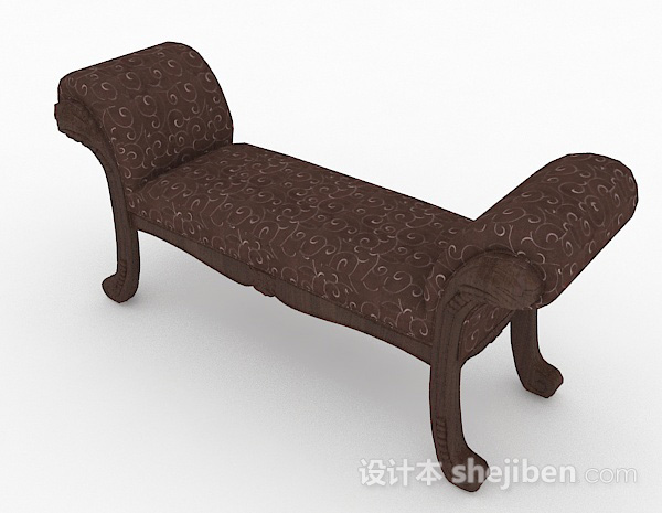 现代风格欧式棕色沙发长凳3d模型下载