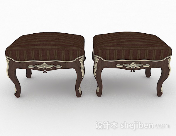 欧式风格欧式棕色凳子组合3d模型下载