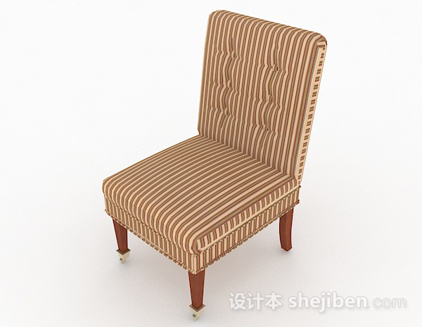 设计本田园条纹棕色单人沙发3d模型下载