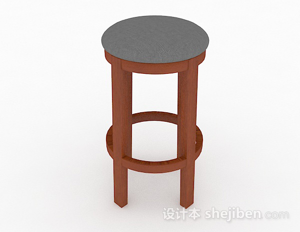 现代风格家居木质休闲圆凳3d模型下载