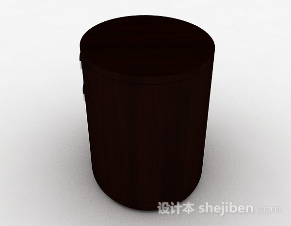设计本木质椭圆形床头柜3d模型下载