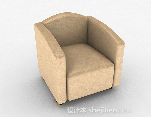 棕色家居简约单人沙发3d模型下载