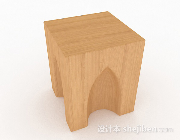 免费简约木质凳子3d模型下载