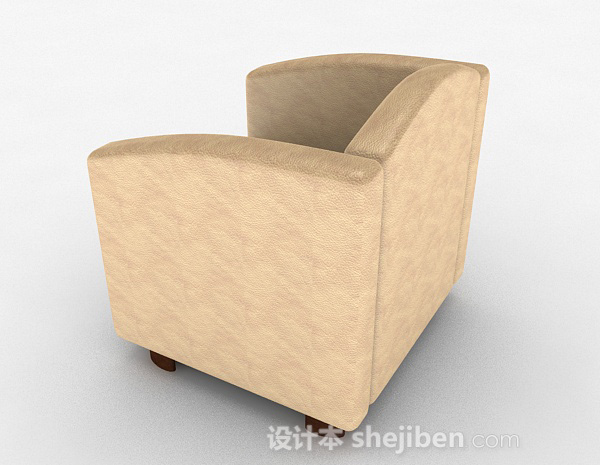 设计本棕色家居简约单人沙发3d模型下载
