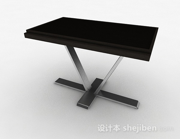 免费黑色简约餐桌3d模型下载