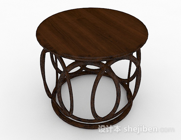 中式风格中式木质圆凳3d模型下载